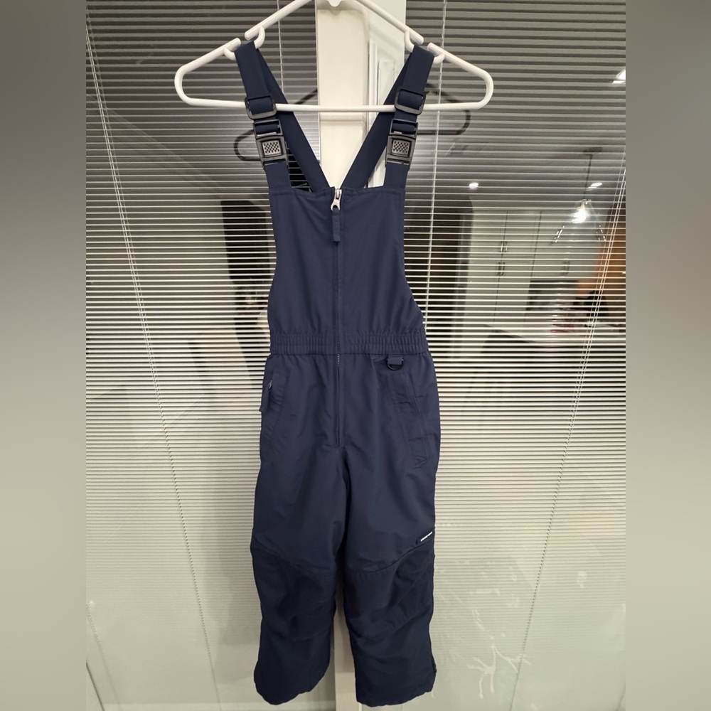 Lands End, kids size 8, navy blue, waterproof snow bib
